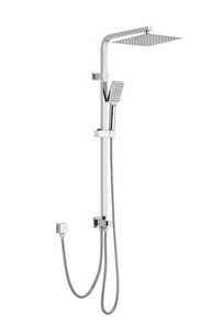 מוט פינוק נירוסטה אל חלד עם ראש מרובע 25 ס"מ ומזלף צבע ניקל מבריק מתכוונן לחורים קיימים במקלחת דגם AM01C25