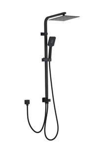 מוט פינוק נירוסטה אל חלד עם ראש 25 ס"מ ומזלף צבע שחור מט מתכוונן לחורים קיימים במקלחת דגם AM01MB25