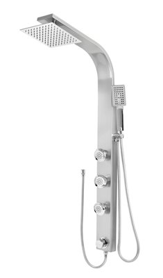 פנל פינוק קלאסי למקלחת נירוסטה עם ראש מרובע 20 ס"מ אל חלד ומזלף צבע ניקל דגם H03CH