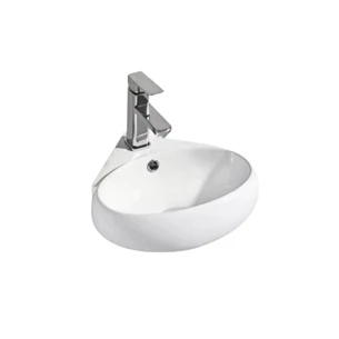 כיור רחצה מעוגל תלוי רוחב 40 ס"מ עומק 38 ס"מ צבע לבן מבריק דגם ברמן