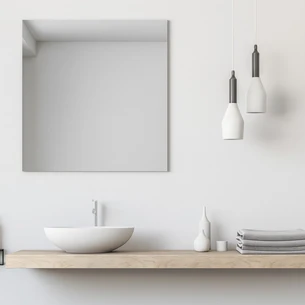 מראה מרחפת לתליה וחלקה ללא מסגרת ברוחב 60 ס"מ ובגובה 60 ס"מ דגם 5651