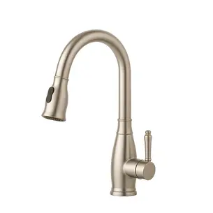 ברז מטבח מגיע עם פיה מסתובבת ונשלפת צבע ניקל מוברש דגם K121