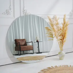 מראת גוף מרחפת עגולה לתליה ללא מסגרת קוטר 120 ס"מ דגם 88018C