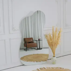 מראת גוף מרחפת בצורה אמורפית לתליה ללא מסגרת רוחב 100 ס"מ גובה 180 ס"מ דגם LM-70