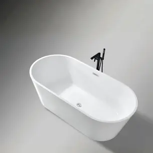 אמבטיה מונחת אובלית עשויה מחומר אקרילי עם פייבר גלאס אורך 170 ס"מ צבע לבן מבריק דגם Aires 170