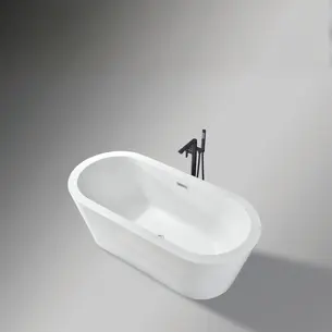 אמבטיה מונחת אובלית עשויה מחומר אקרילי עם פייבר גלאס אורך 170 ס"מ צבע לבן מבריק דגם Lenox