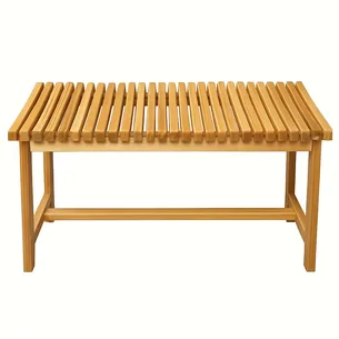 ספסל עץ טיק מלא לישיבה במקלחת מיועד לחדרים רטובים רוחב 75 ס"מ דגם הרקליון