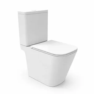 סט מונבלוק חרס מלבני לבן מבריק שטיפת Tornado כולל מושב טריקה שקטה ומנגנון הדחה דגם אטיקה