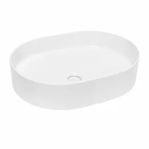 כיור רחצה מונח חרס אובלי רוחב 50 ס"מ ועומק 37 ס"מ צבע לבן מבריק דגם ניו