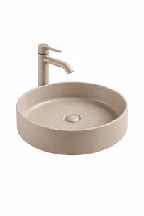 כיור רחצה מונח חרס עגול קוטר 36 ס"מ צבע מוקה מט דגם ויגו