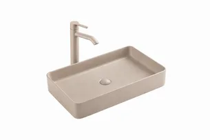 כיור רחצה מונח חרס מלבני רוחב 50 ס"מ ועומק 34 ס"מ צבע מוקה מט דגם וולוס