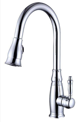 ברז מטבח מגיע עם פיה מסתובבת ונשלפת צבע ניקל מבריק דגם OB0804CH