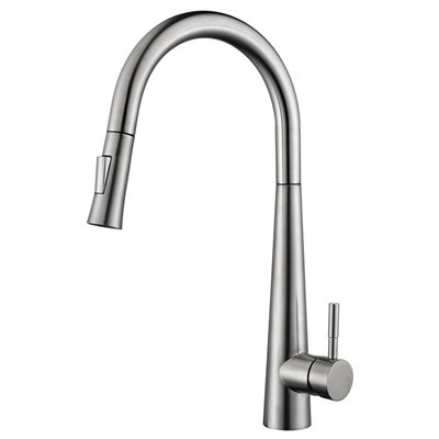 ברז מטבח מגיע עם פיה מסתובבת ונשלפת צבע ניקל מוברש דגם K149