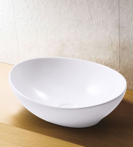 כיור רחצה מונח חרס אובלי רוחב 34 ס"מ ועומק 26 ס"מ צבע לבן מבריק דגם נמור