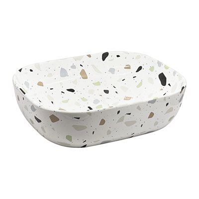 כיור רחצה מונח חרס מלבני רוחב 50 ס"מ ועומק 39.5 ס"מ צבע טרצו דגם אור