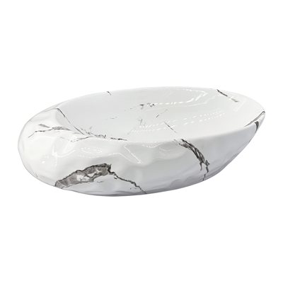 כיור רחצה מונח חרס אובלי רוחב 52 ס"מ ועומק 32 ס"מ צבע שיש קררה בהיר מט דגם בוטיק