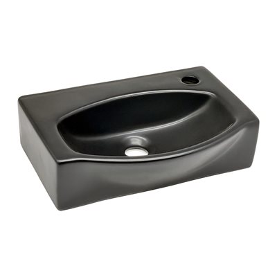 כיור רחצה מלבני ניתן להשתמש ככיור מונח או ככיור תלוי רוחב 41 ס"מ ועומק 28.5 ס"מ צבע שחור מט דגם בר