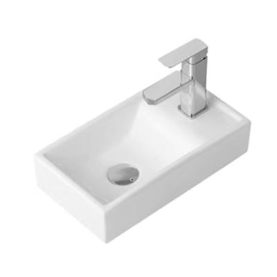 כיור רחצה מלבני ניתן להשתמש ככיור מונח או ככיור תלוי רוחב 41 ס"מ ועומק 21.5 ס"מ צבע לבן מבריק דגם קאלה