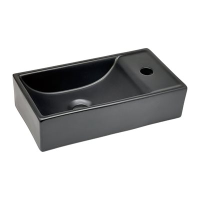 כיור רחצה מלבני ניתן להשתמש ככיור מונח או ככיור תלוי רוחב 41 ס"מ ועומק 21.5 ס"מ צבע שחור מט דגם פטרס