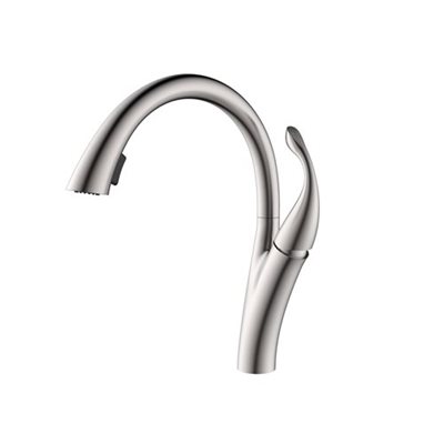 ברז מטבח מגיע עם פיה מסתובבת ונשלפת צבע ניקל מוברש דגם K624-BN