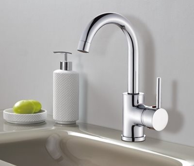 ברז רחצה עם פיה מסתובבת צבע ניקל מבריק דגם ZV0121CH